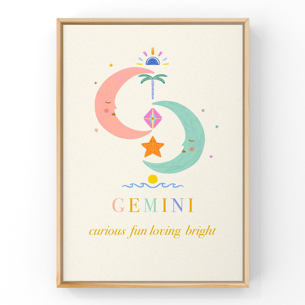 GEMINI Pastel Star Sign by Little Peach & Pip | Art Print Art Prints Little Peach + Pip 