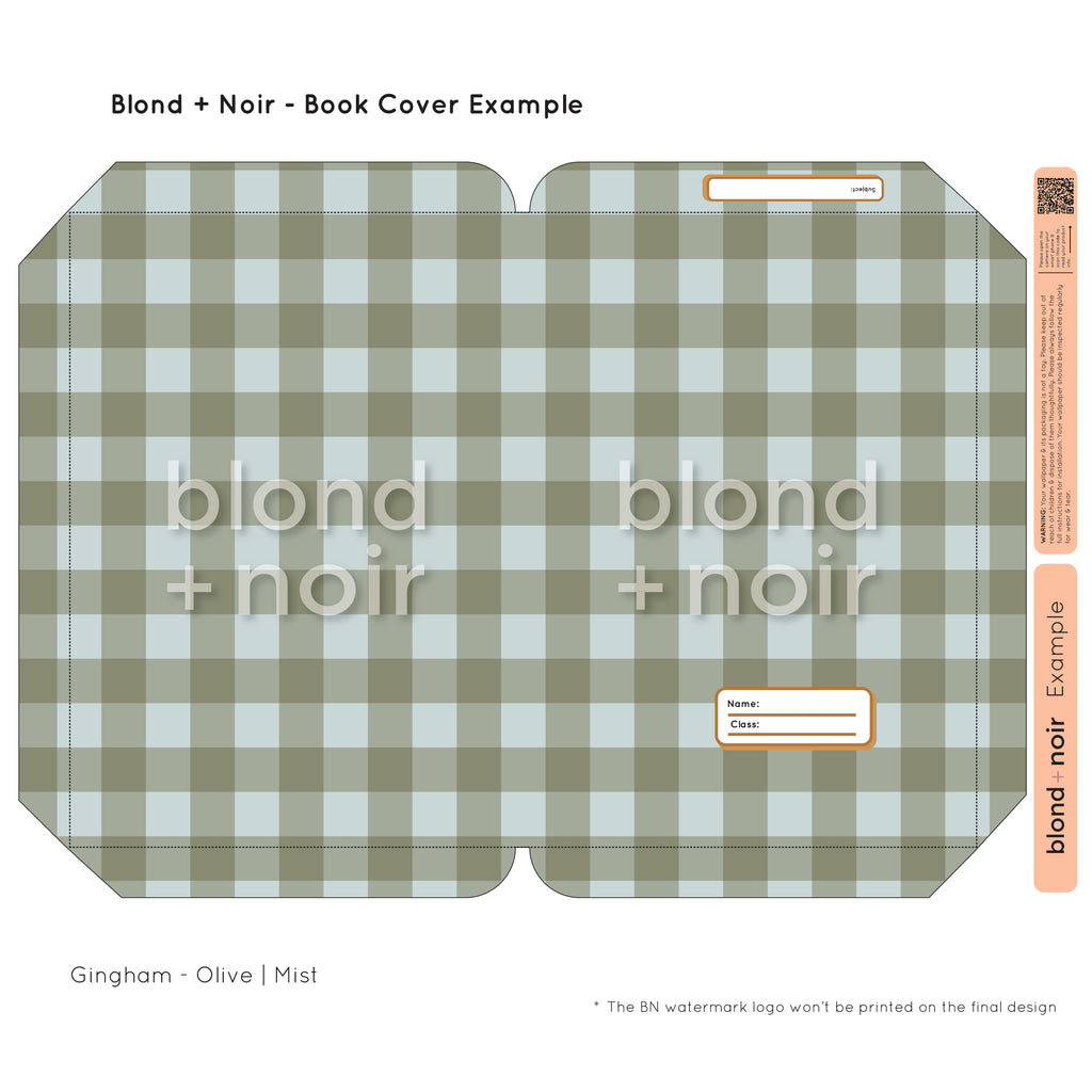 Gingham | Pre-cut Book Covers | Customisable Back to School Supplies Back to school Blond + Noir 