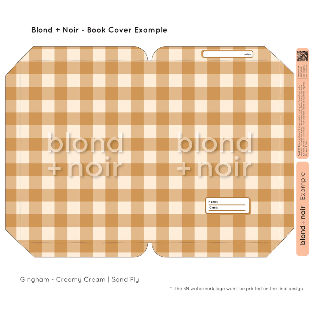 Gingham | Pre-cut Book Covers | Customisable Back to School Supplies Back to school Blond + Noir 