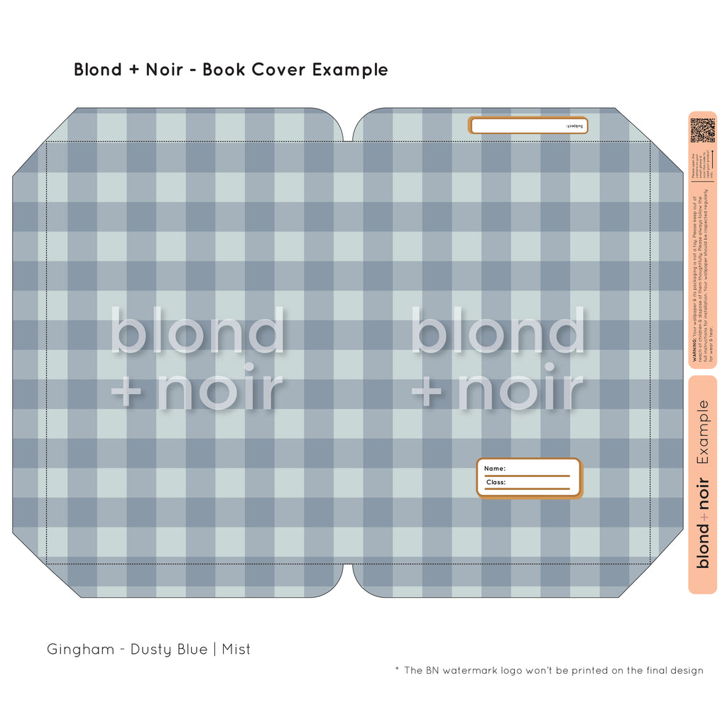 Gingham | Pre-cut Book Covers | Customisable Back to School Supplies Back to school Blond + Noir 