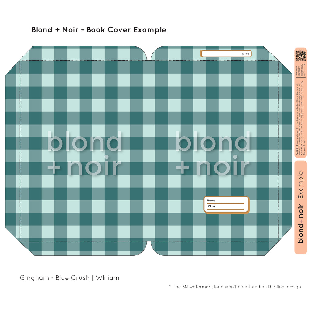 Gingham | Pre-cut Book Covers | Customisable Back to School Supplies Back to school Blond + Noir 