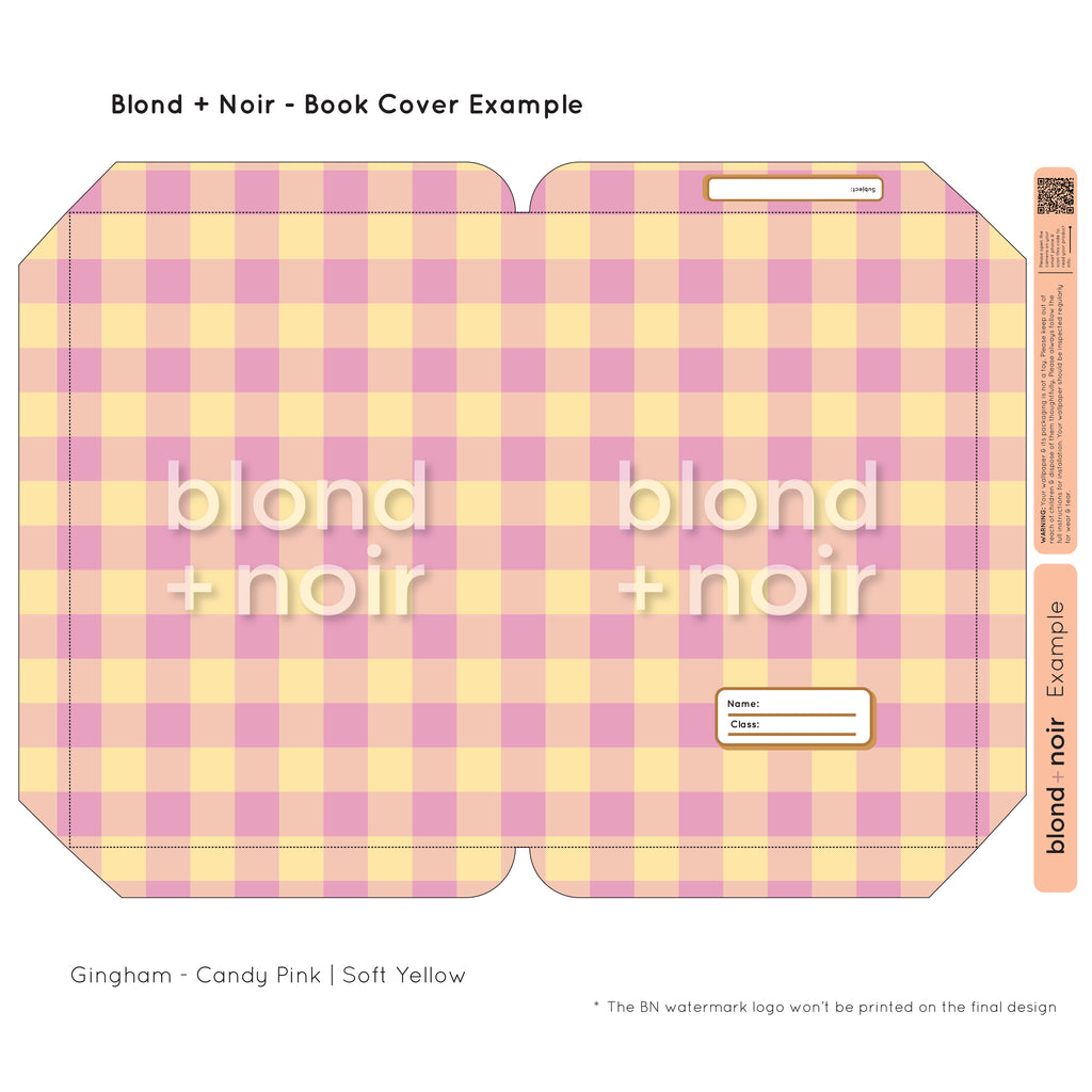 Gingham | Pre-cut Book Covers | Customisable Back to School Supplies Back to school Blond + Noir 