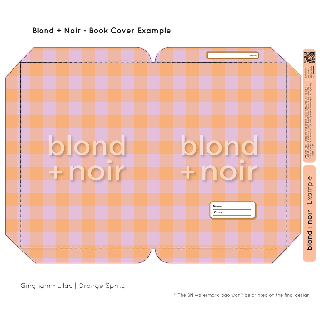 Gingham | Pre-cut Book Covers | Customisable Back to School Supplies Back to school Blond + Noir 