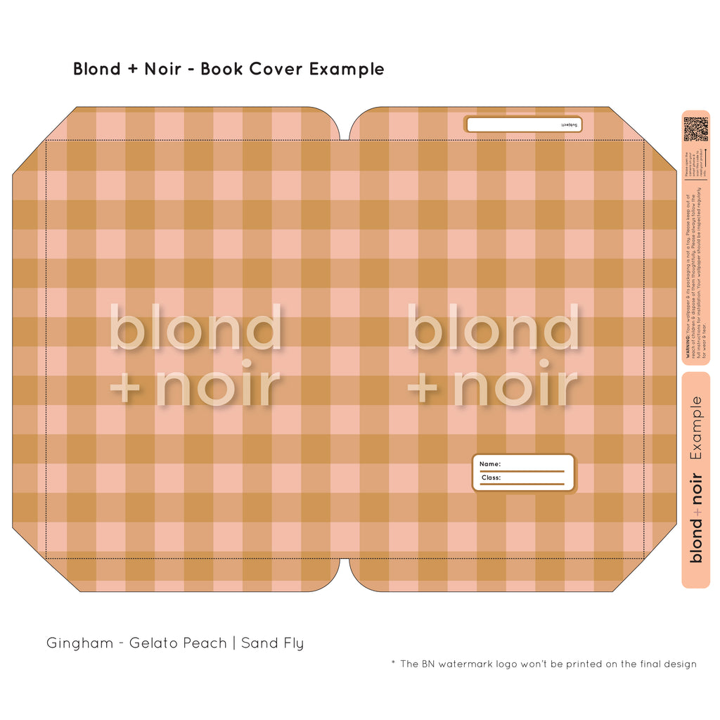 Gingham | Pre-cut Book Covers | Customisable Back to School Supplies Back to school Blond + Noir 
