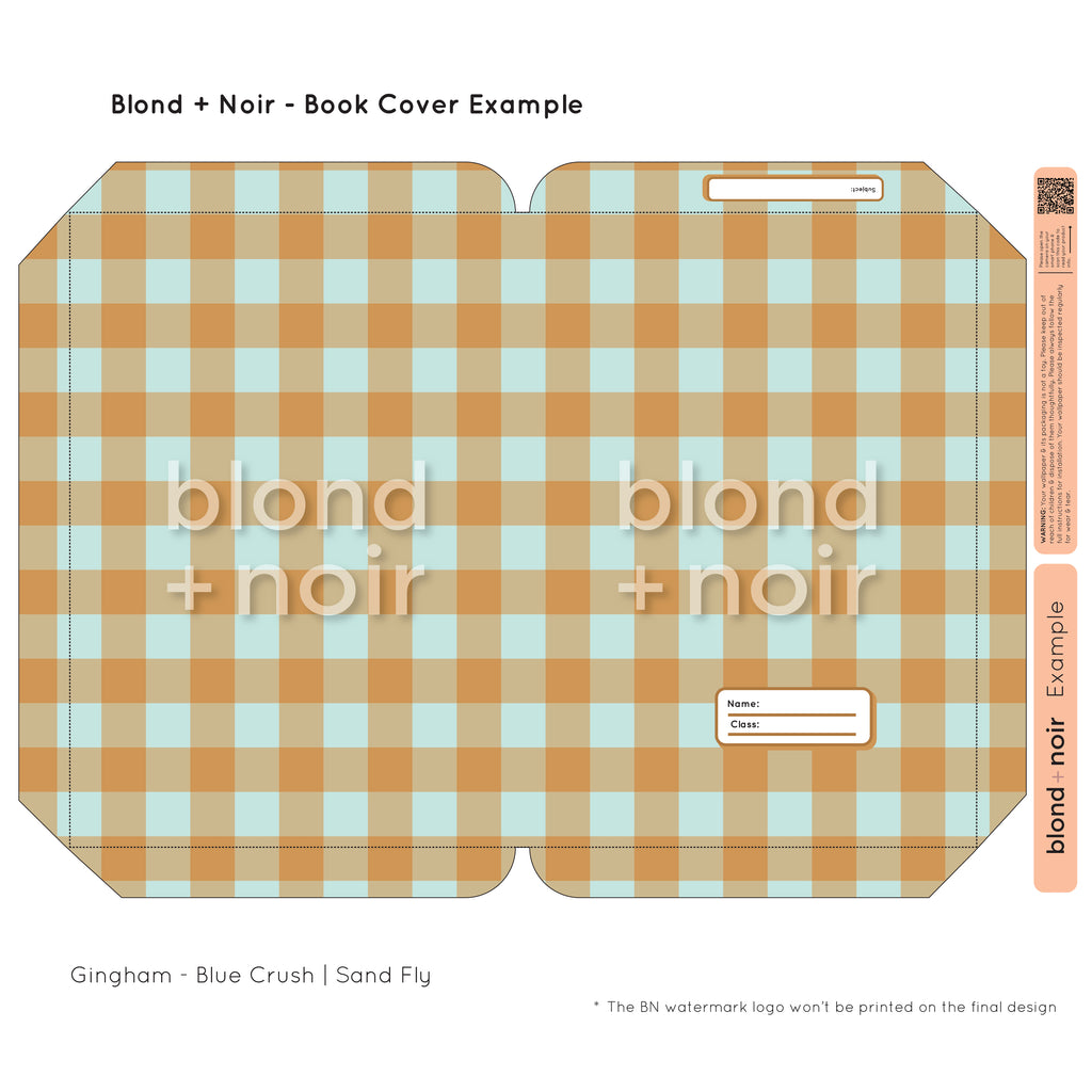 Gingham | Pre-cut Book Covers | Customisable Back to School Supplies Back to school Blond + Noir 
