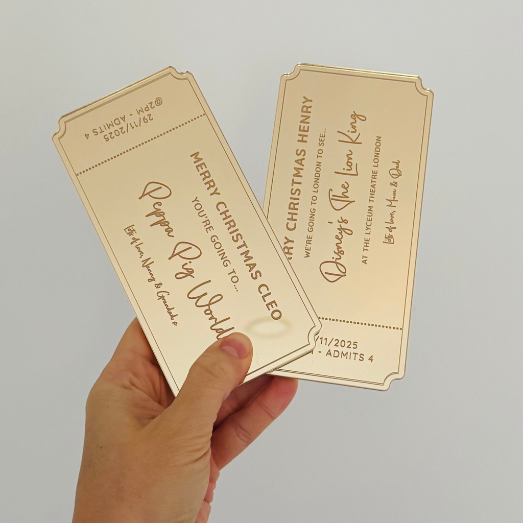 Golden Experience Ticket | Physical Gift Voucher | Xmas Gift Acrylic Name Letterly Australia 