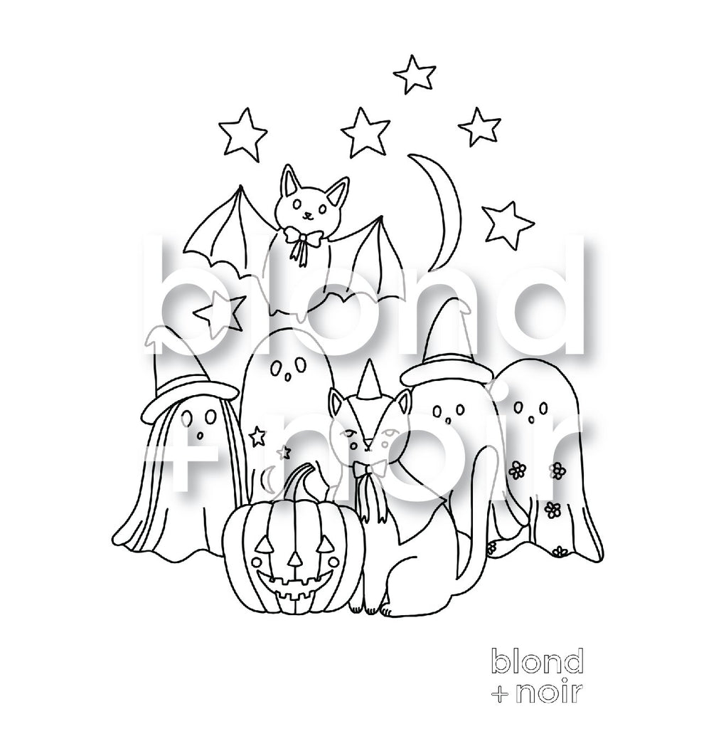 Halloween Colouring Page – Free Kids Printable Blond + Noir 