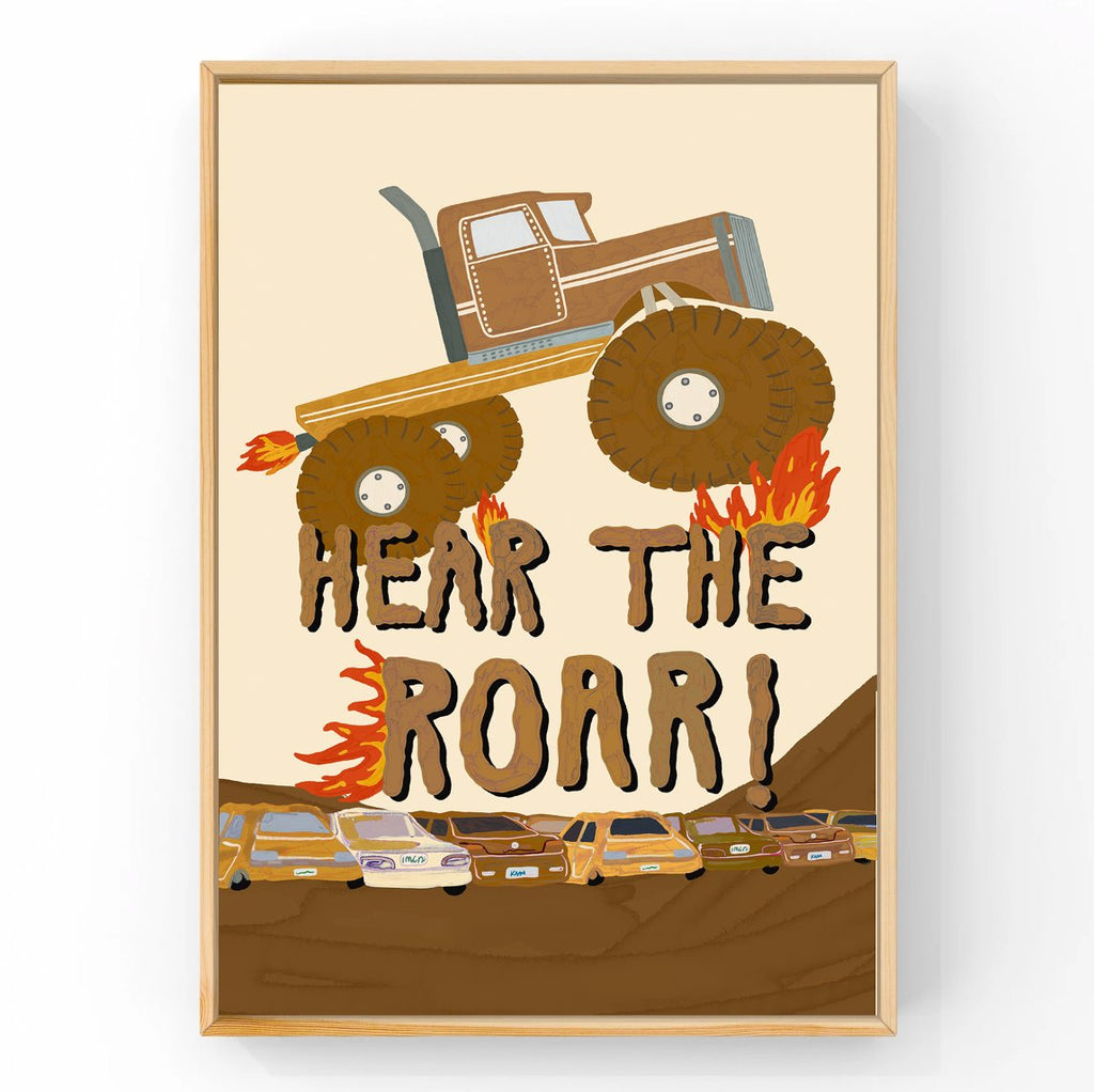 Hear The Roar! - Neutral | Big Truck Kids Art Print Art Prints Little Peach + Pip 