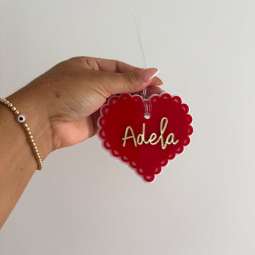 Heart Lace Bag Tag Acrylic Name Letterly Australia 