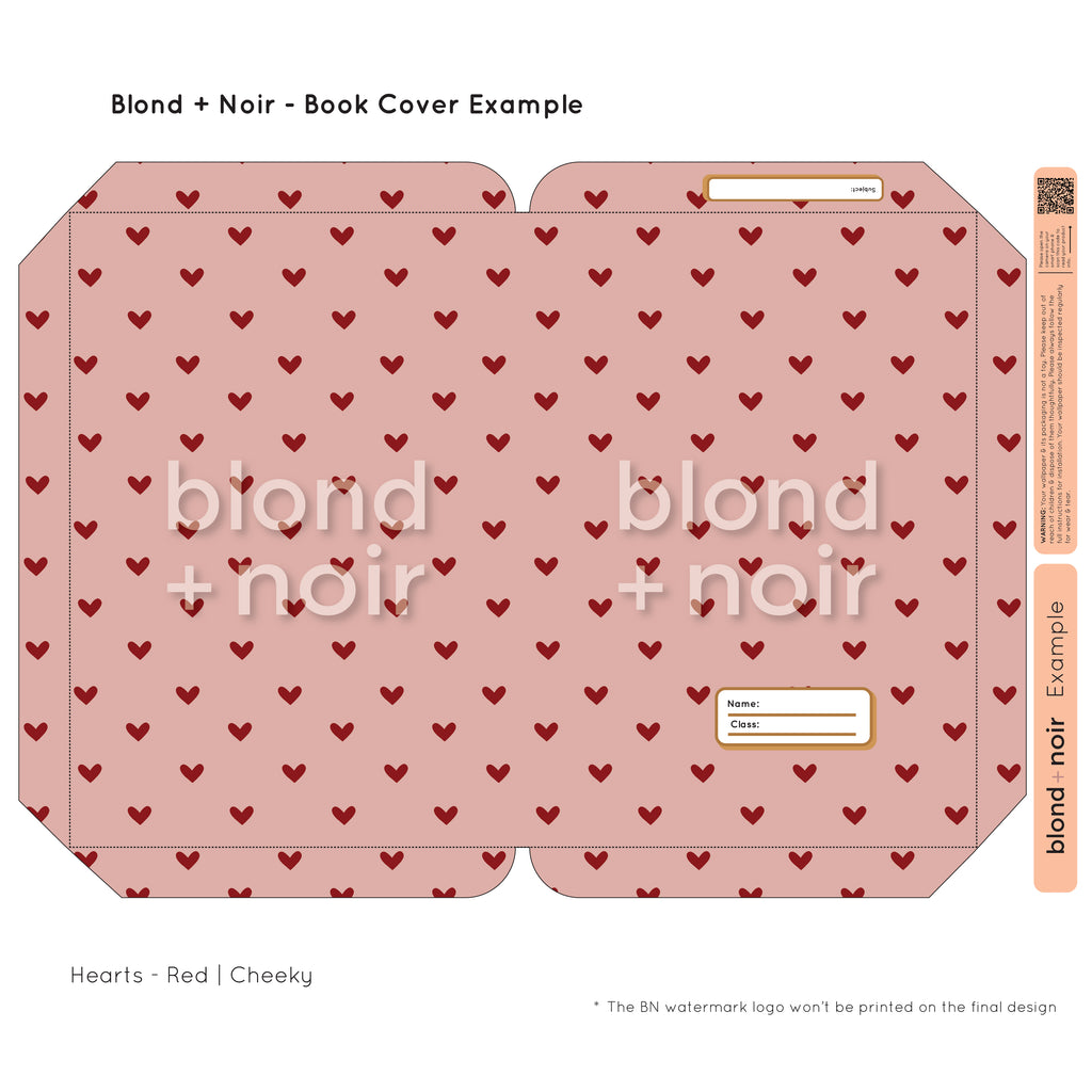 Hearts | Pre-cut Book Covers | Customisable Back to School Supplies Back to school Blond + Noir 