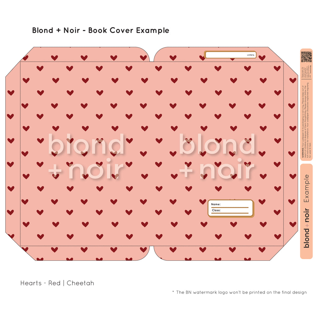 Hearts | Pre-cut Book Covers | Customisable Back to School Supplies Back to school Blond + Noir 