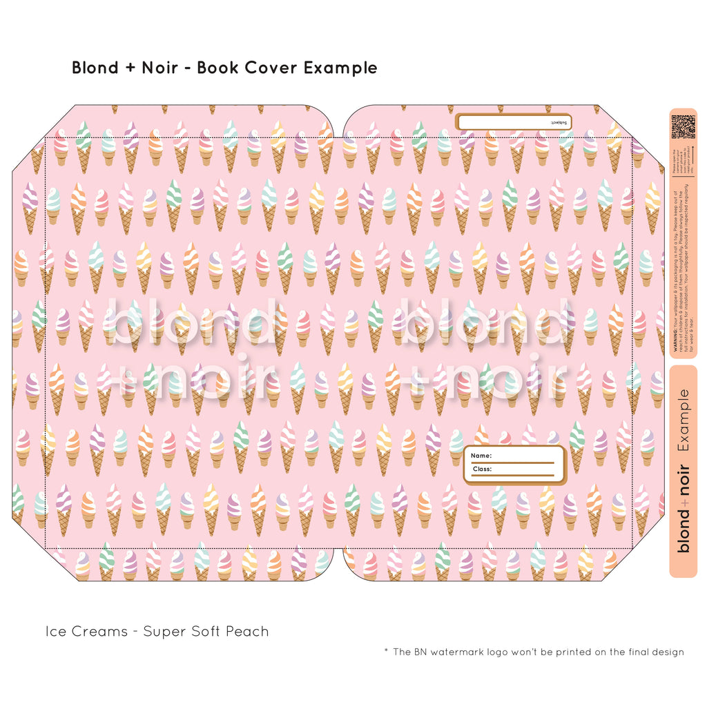 Ice Creams | Pre-cut Book Covers | Customisable Back to School Supplies Back to school Blond + Noir 