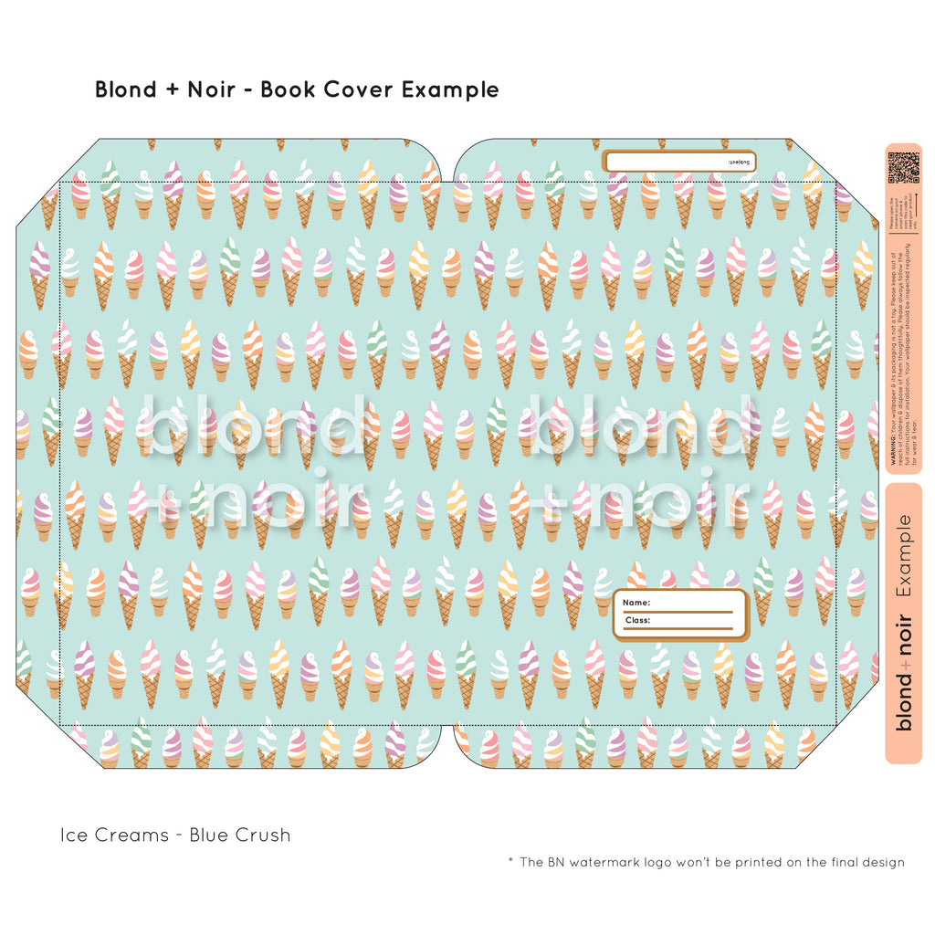Ice Creams | Pre-cut Book Covers | Customisable Back to School Supplies Back to school Blond + Noir 