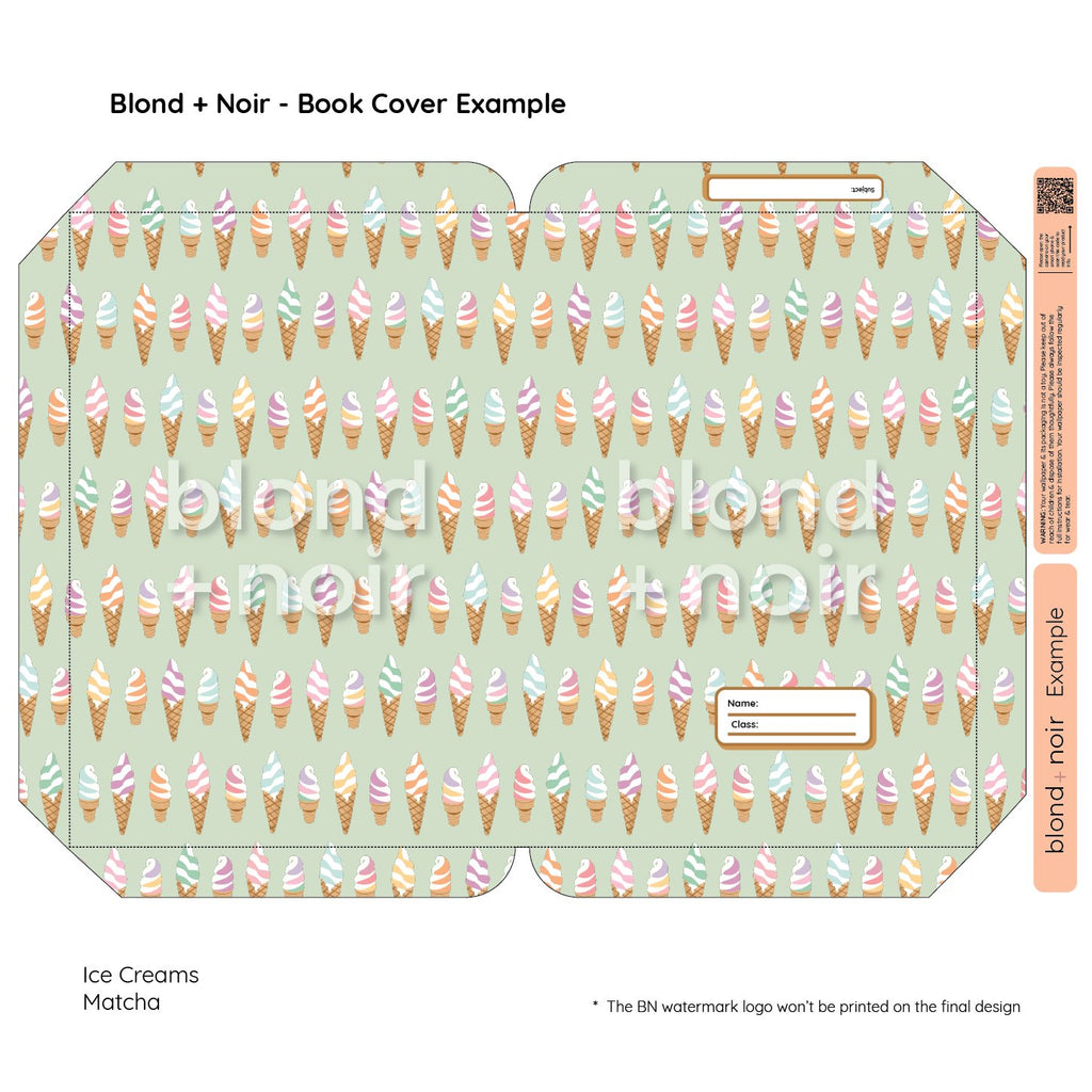 Ice Creams | Pre-cut Book Covers | Customisable Back to School Supplies Back to school Blond + Noir 
