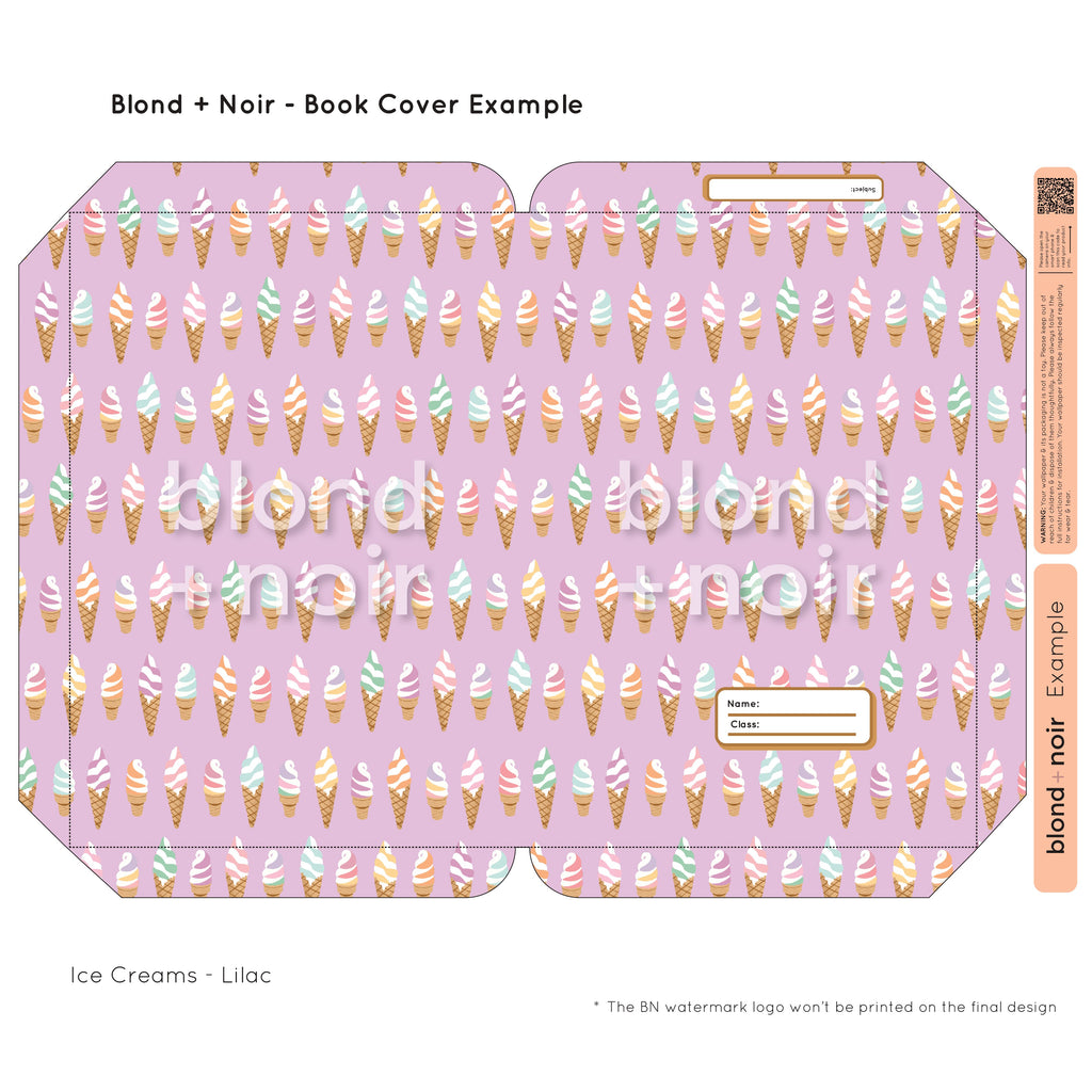 Ice Creams | Pre-cut Book Covers | Customisable Back to School Supplies Back to school Blond + Noir 