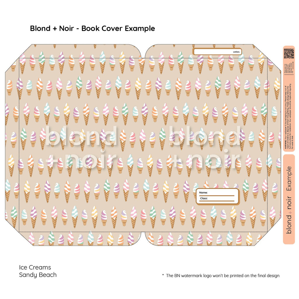 Ice Creams | Pre-cut Book Covers | Customisable Back to School Supplies Back to school Blond + Noir 