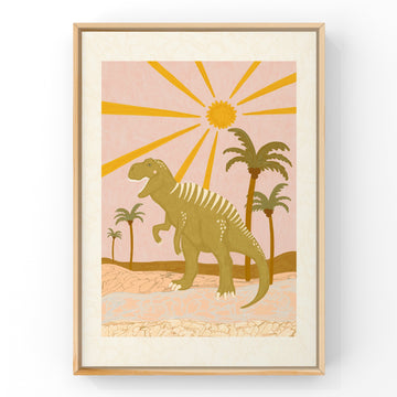 Kit's Dinosaur (Pink) | Art Print Art Prints Little Peach + Pip 