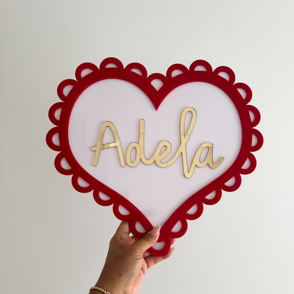 Lace Heart Acrylic Name Plaque Acrylic Name Letterly Australia 