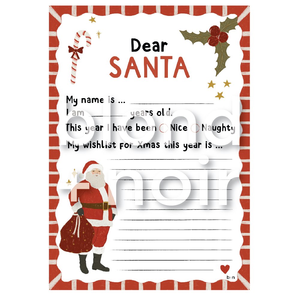 Letter to Santa - Christmas Wishlist for kids – Free Kids Printable Blond + Noir 
