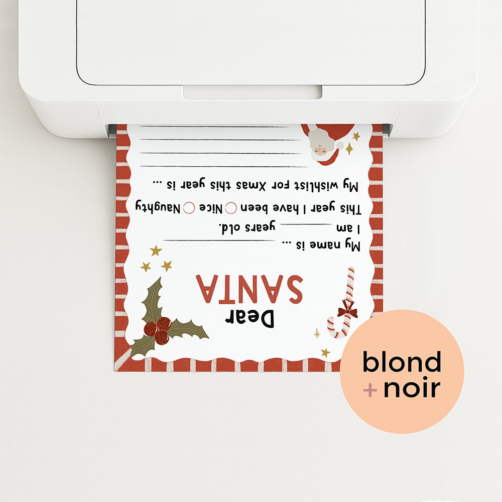 Letter to Santa - Christmas Wishlist for kids – Free Kids Printable Blond + Noir 