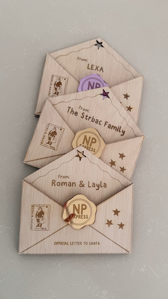 Letter to Santa Envelope to the North Pole | Custom Christmas Decoration | Xmas Tradition Acrylic Name Letterly Australia 