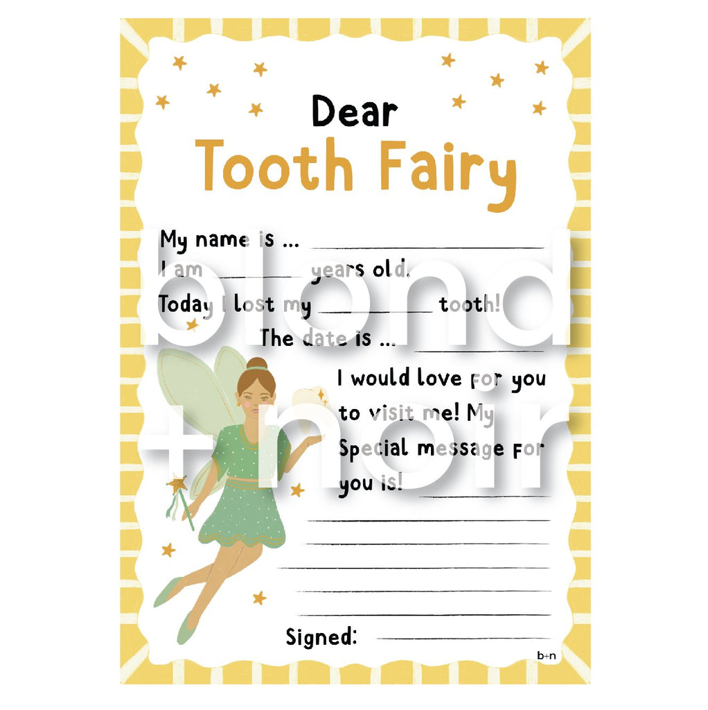 Letter to the Tooth Fairy – Free Kids Printable Blond + Noir 