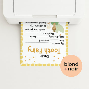 Letter to the Tooth Fairy – Free Kids Printable Blond + Noir 