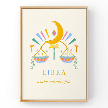 LIBRA Pastel Star Sign by Little Peach & Pip | Art Print Art Prints Little Peach + Pip 