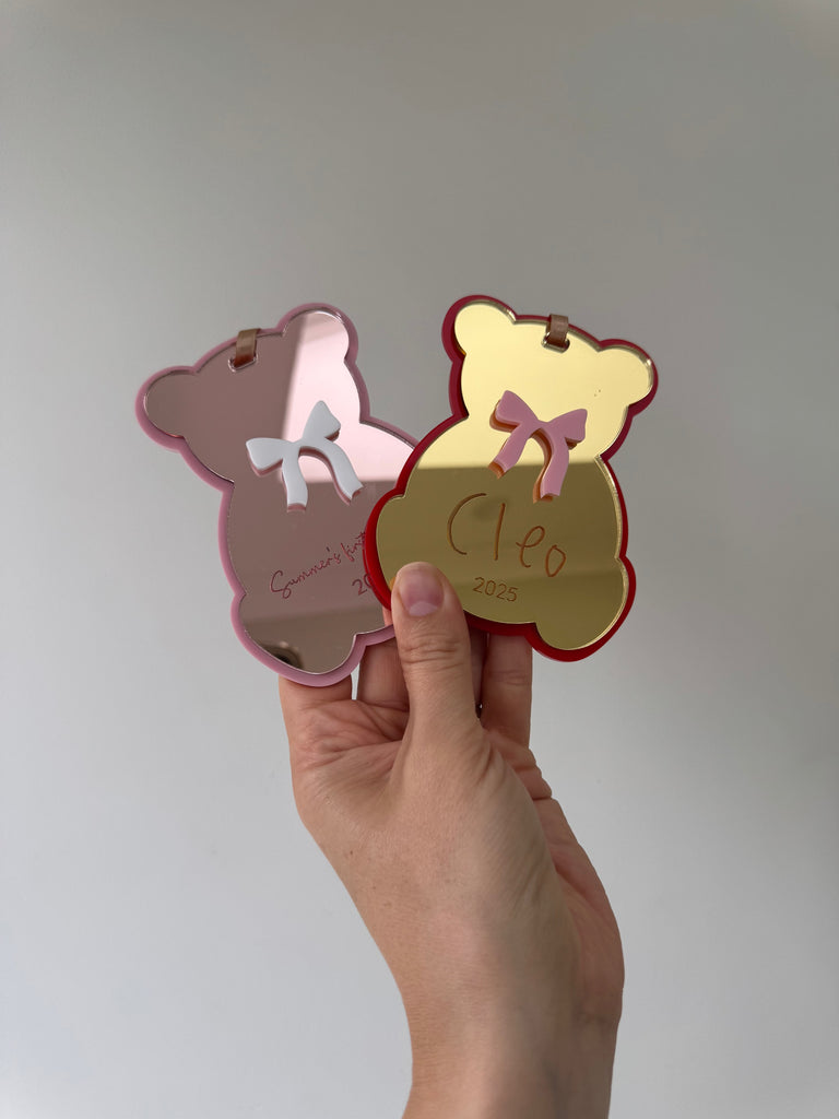 Luxe Teddy Bauble | Custom Christmas Decoration Acrylic Name Letterly Australia 