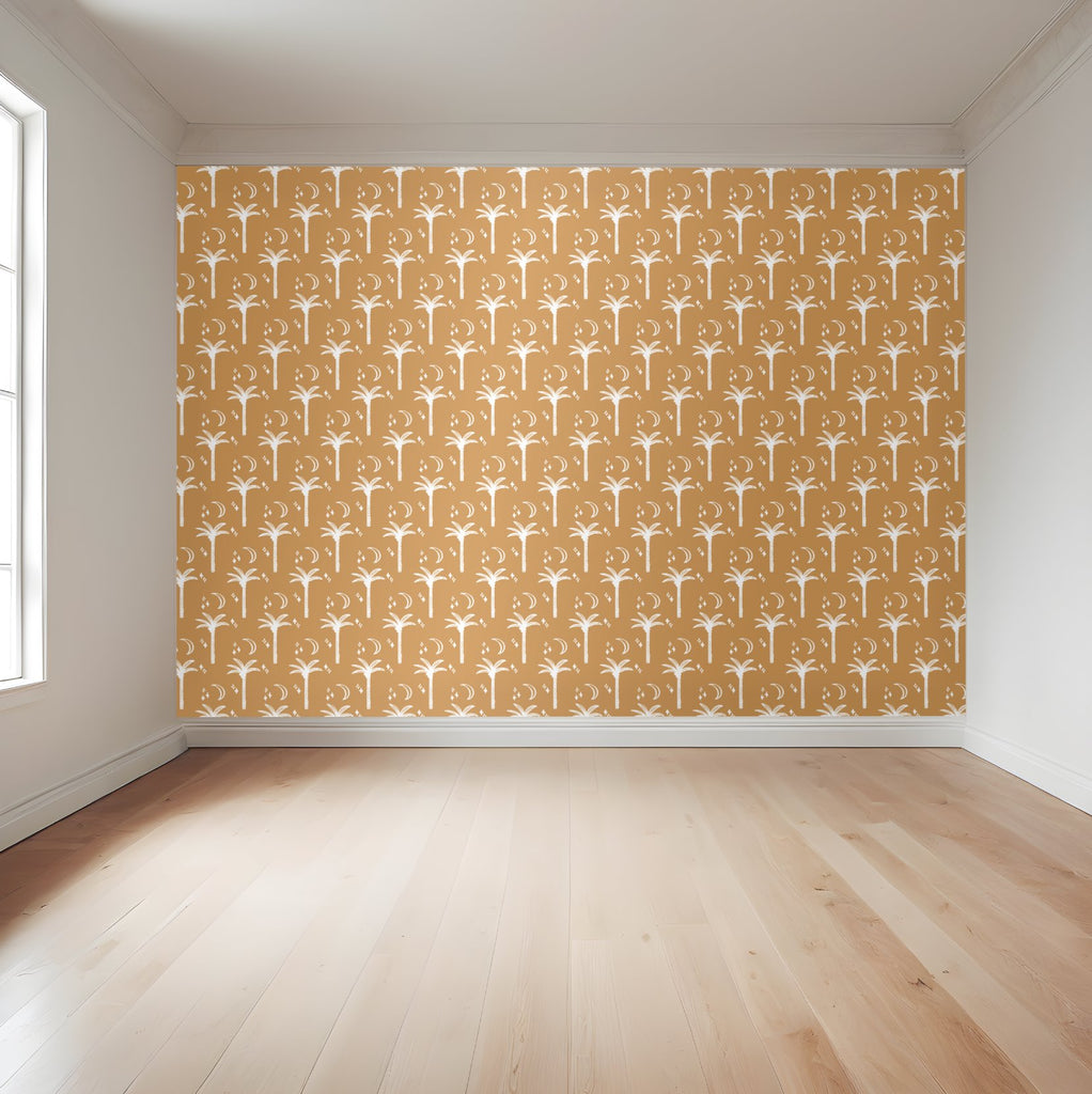 Magic Palms | Full & Half Wall Wallpaper Wallpaper Blond + Noir 