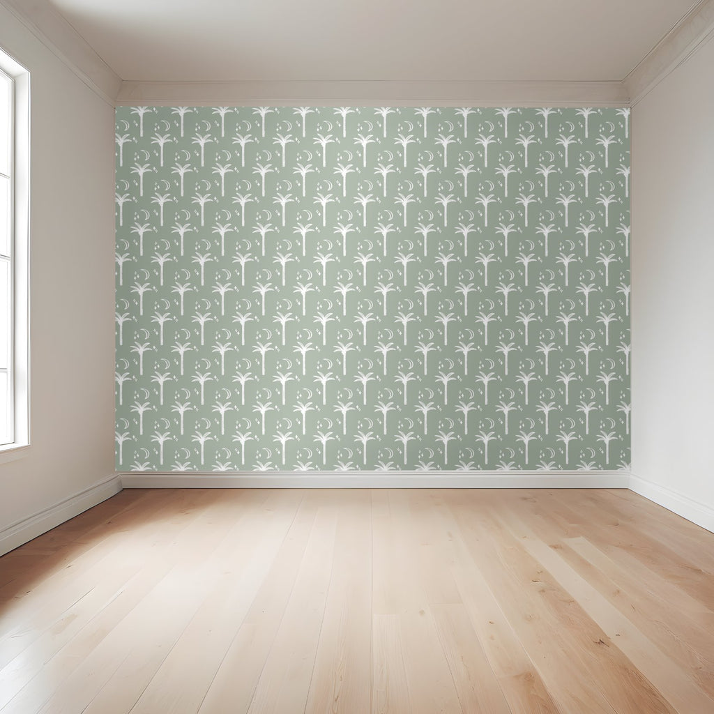 Magic Palms | Full & Half Wall Wallpaper Wallpaper Blond + Noir 