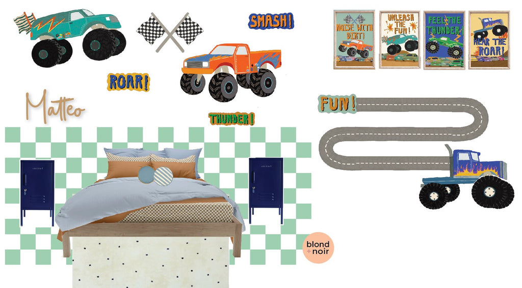 Maxi Blue Truck | Wall Decals for Kids Wall Decals Blond + Noir 