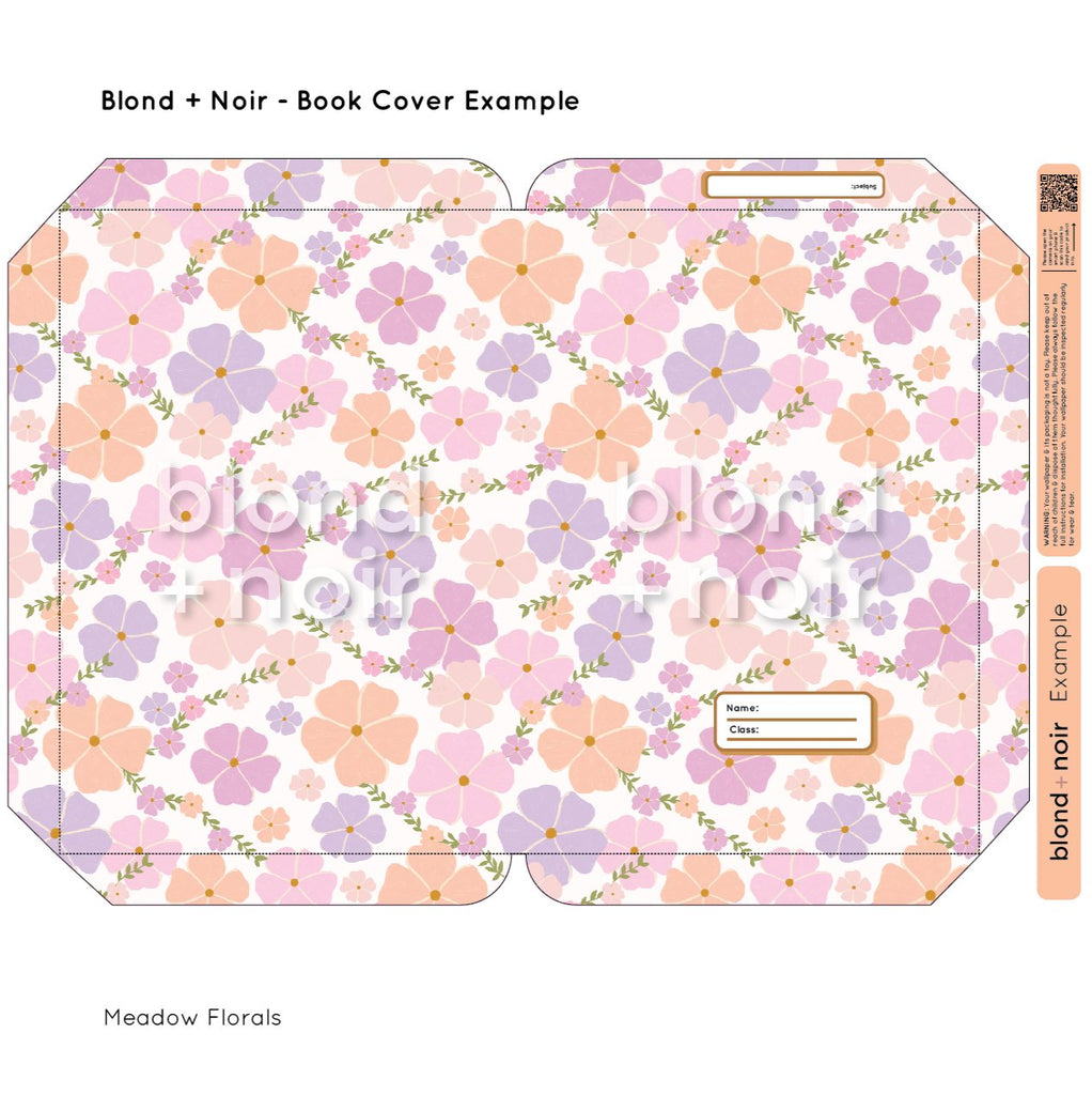 Meadow Florals | Pre-cut Book Covers | Customisable Back to School Supplies Back to school Blond + Noir 