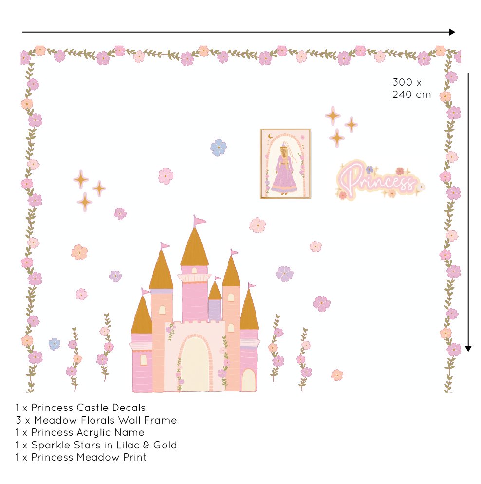 Meadow Florals Wall Frame | Wall Decals Wall Decals Blond + Noir 