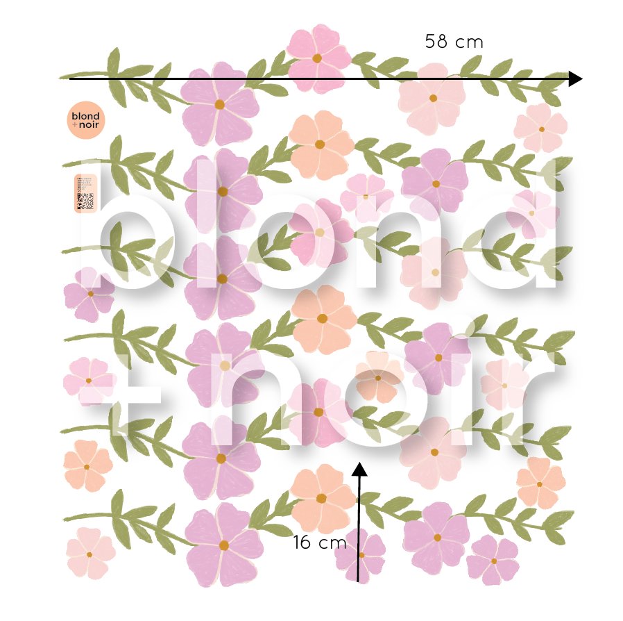 Meadow Florals Wall Frame | Wall Decals Wall Decals Blond + Noir 