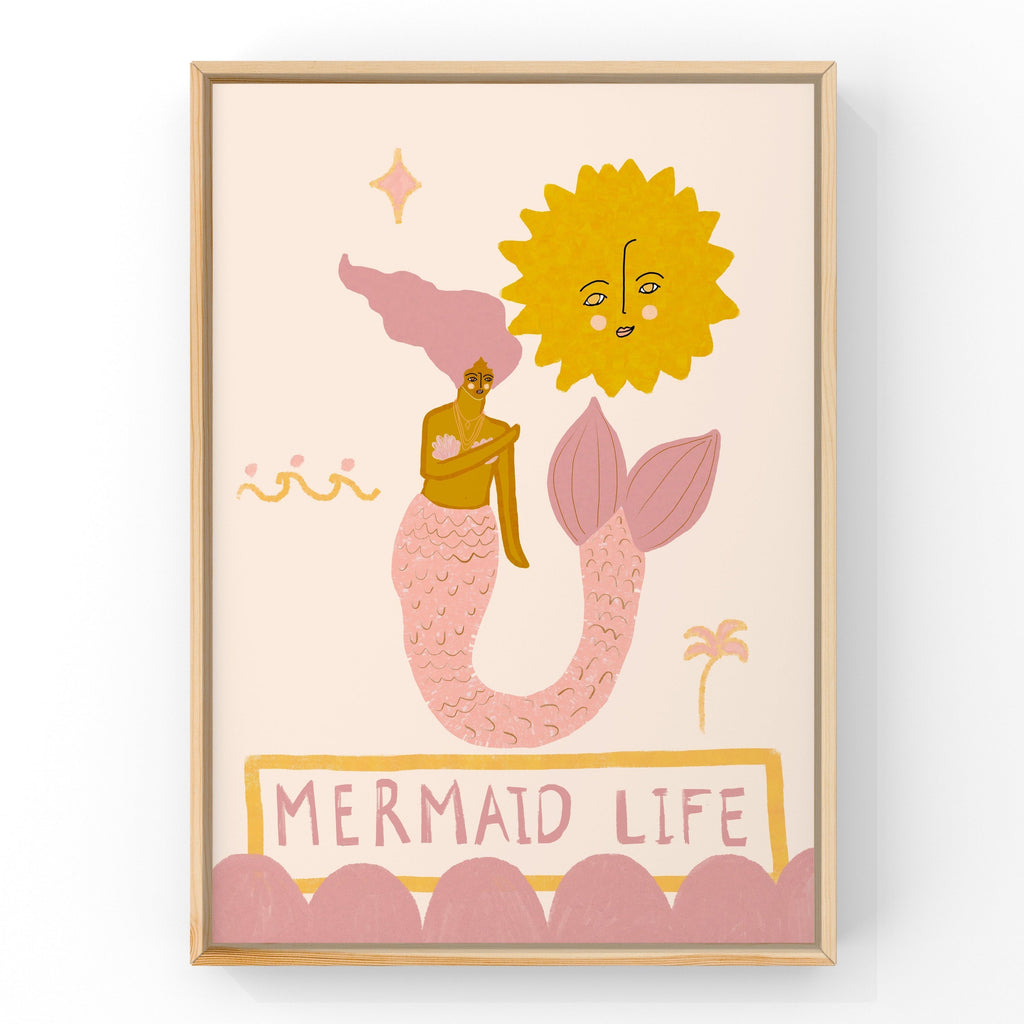 Mermaid Life (Pink) by Little Peach & Pip | Art Print Art Prints Little Peach + Pip 