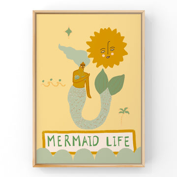 Mermaid Life (Yellow) by Little Peach & Pip | Art Print Art Prints Little Peach + Pip 