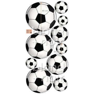 Mixed Size Sports Balls | Soccer, Basketball, Tennis | Wall Decals Wall Decals Blond + Noir 