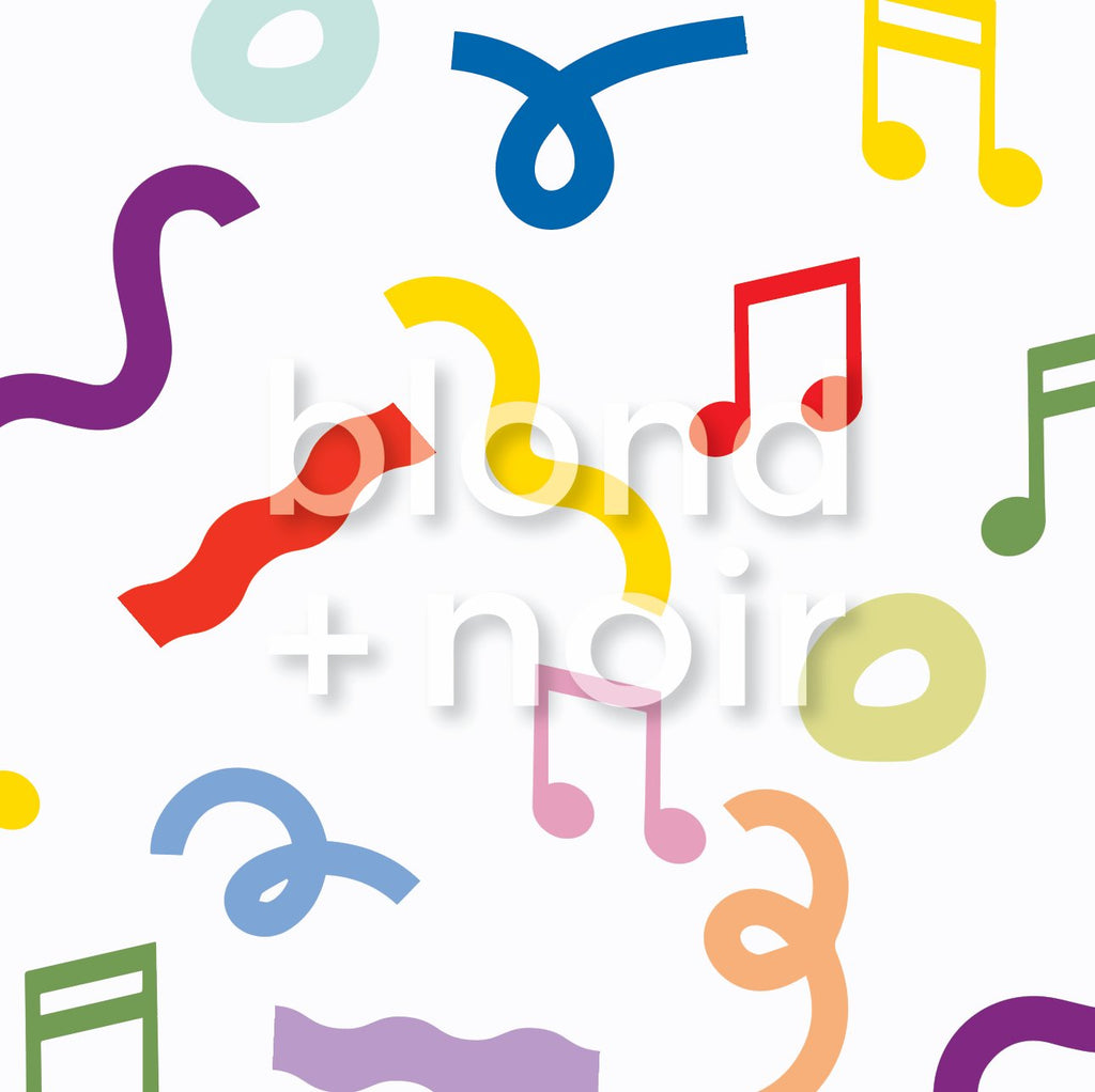 Musical Rainbow Shapes | Full & Half Wall Wallpaper Wallpaper Blond + Noir 