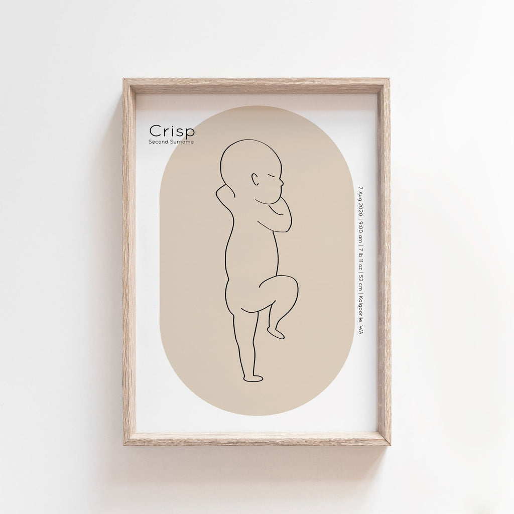 Oval Zero Print | 1:1 Birth Print | Digital File Birth Print Blond + Noir 