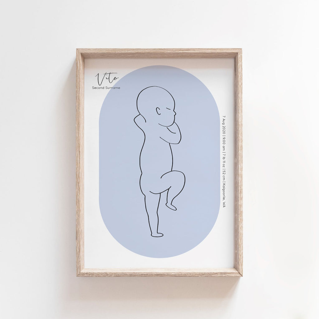 Oval Zero Print | 1:1 Birth Print | Digital File Birth Print Blond + Noir 