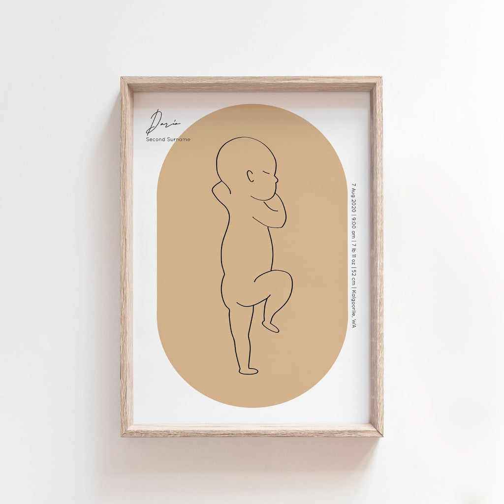 Oval Zero Print | 1:1 Birth Print | Digital File Birth Print Blond + Noir 