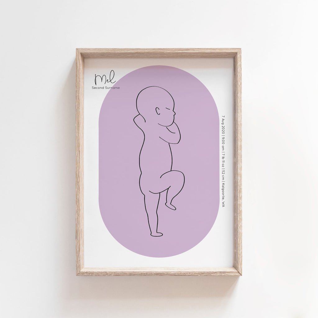 Oval Zero Print | 1:1 Birth Print | Digital File Birth Print Blond + Noir 