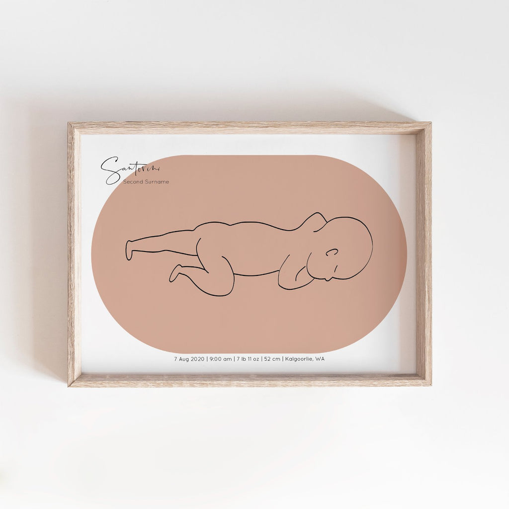 Oval Zero Print | 1:1 Birth Print | Digital File Birth Print Blond + Noir 