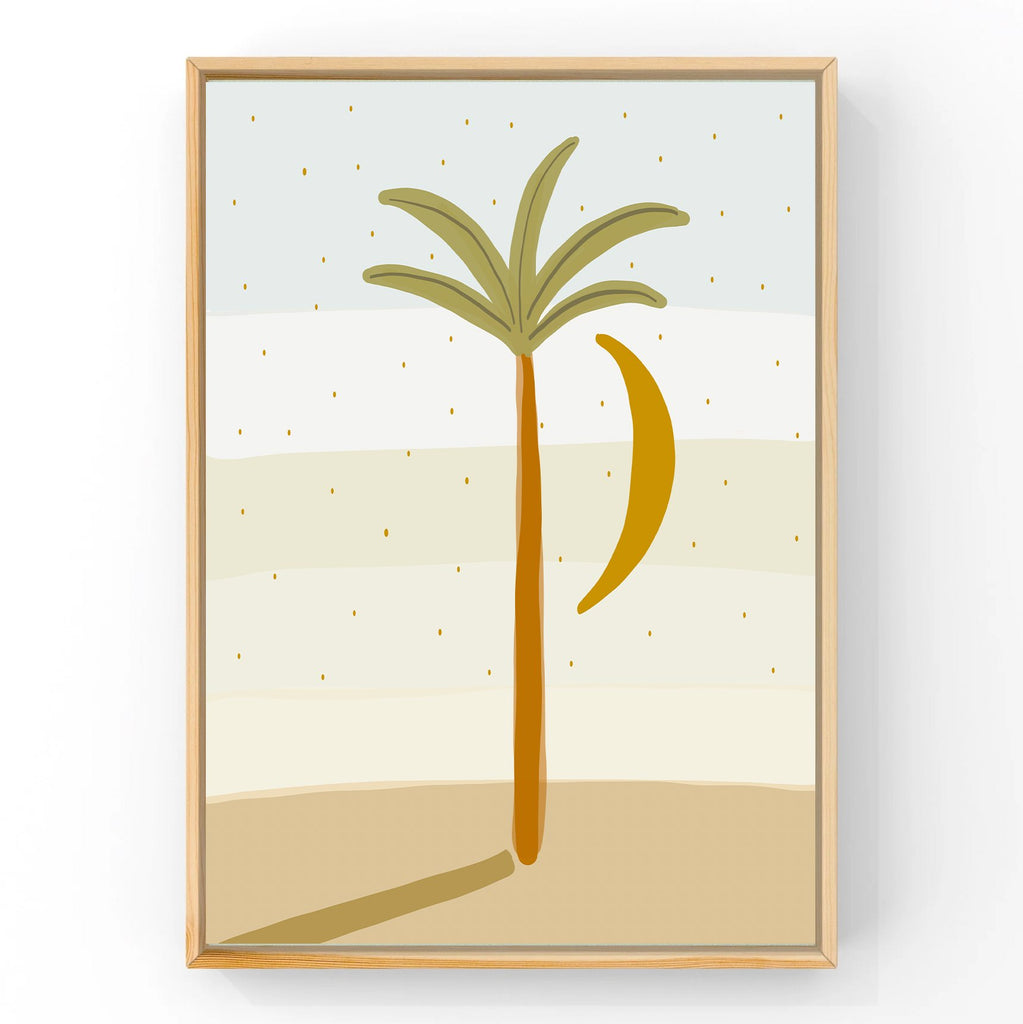 Palm & Moon (Blue) by Little Peach & Pip | Art Print Art Prints Little Peach + Pip 
