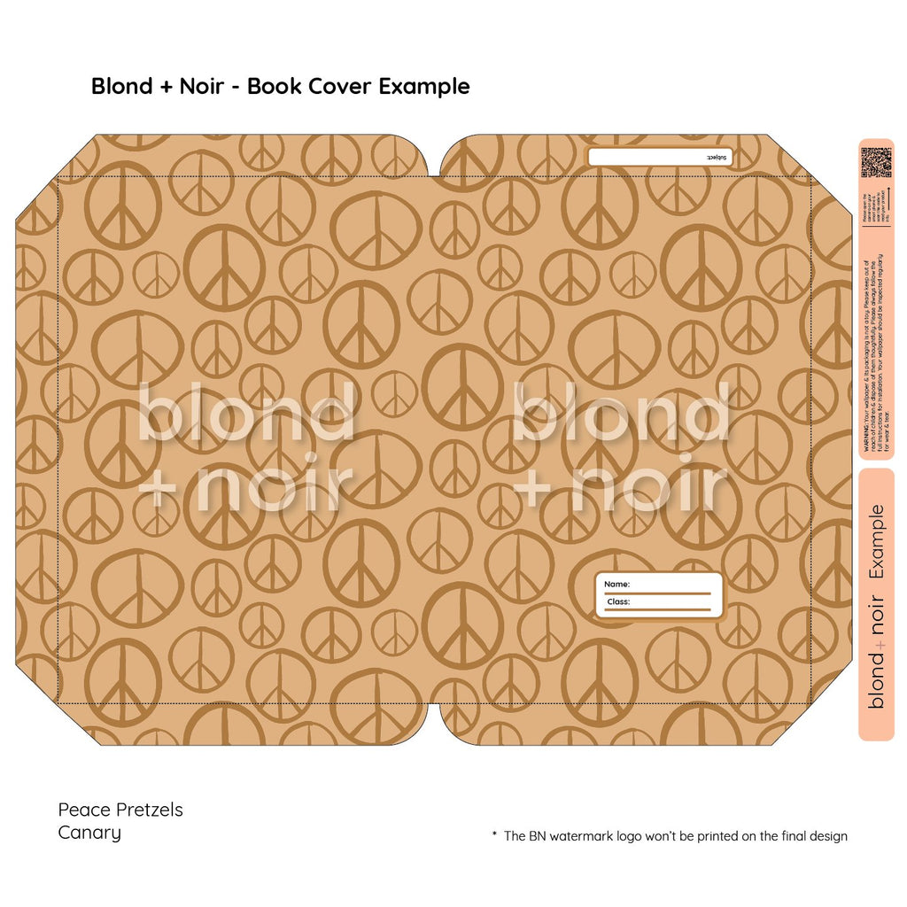 Peace Pretzel | Pre-cut Book Covers | Customisable Back to School Supplies Back to school Blond + Noir 