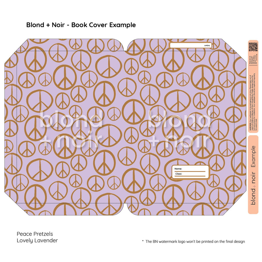 Peace Pretzel | Pre-cut Book Covers | Customisable Back to School Supplies Back to school Blond + Noir 