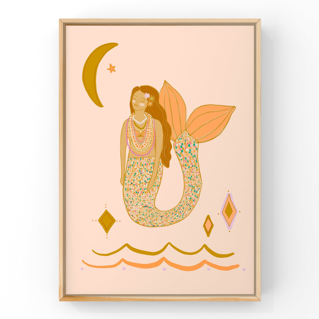 Peach Mermaid by Little Peach & Pip | Art Print Art Prints Little Peach + Pip 