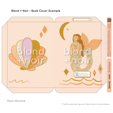 Peach Mermaid | Pre-cut Book Covers | Customisable Back to School Supplies Back to school Blond + Noir 