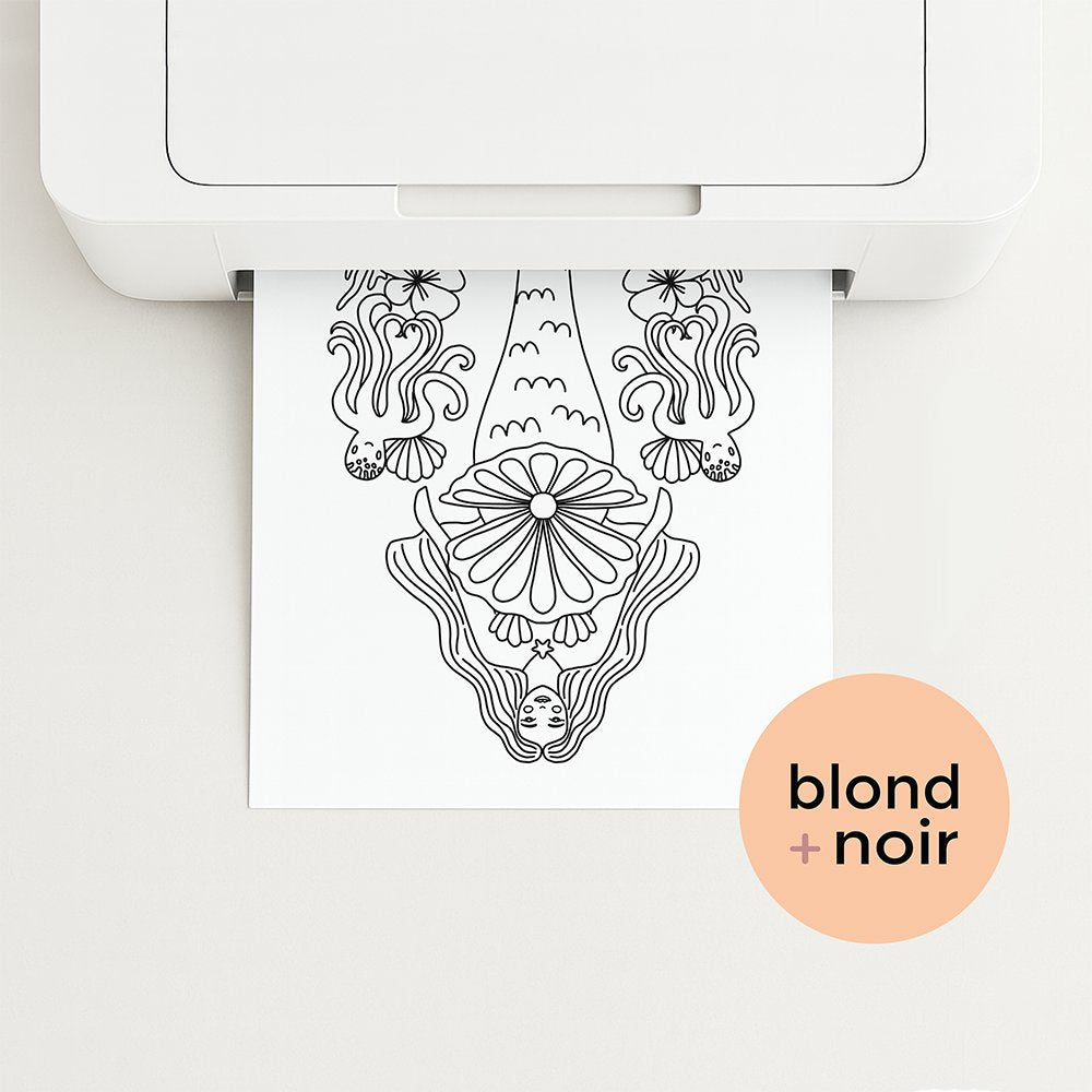 Pearl Mermaid Colouring Page – Free Printable Blond + Noir 